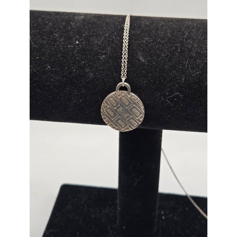 Tiffany & Co sterling signed 45 year clinique necklace 18" chain 1" pendant - Picture 4 of 9